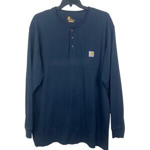 Carhartt Henley Tshirt mens 2XL original fit dark blue classic work shirt